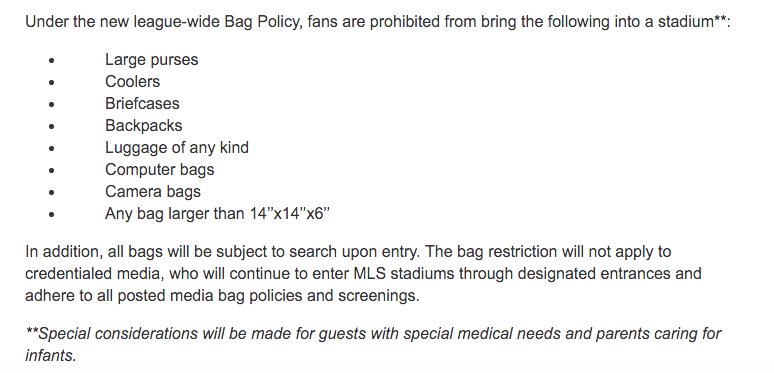 What's the current bag/laptop policy at Yankee stadium NYCFC games? :  r/NYCFC